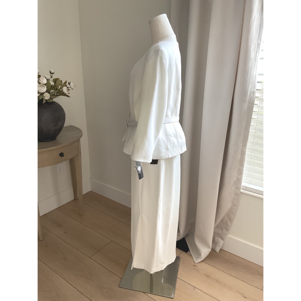 Le Suit Womens Belted 3/4 Sleeve Jacket Maxi Skirt Suit Vanilla Ice 12 NEW* - Picture 6 of 15